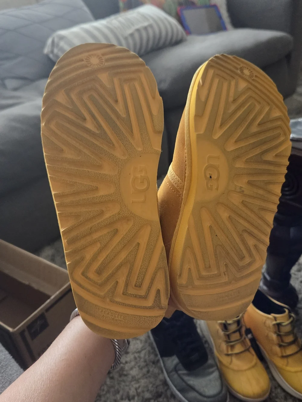 UGG Kids Yellow Suede With Sheepskin Lined  Chukka Boots